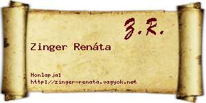 Zinger Renáta névjegykártya